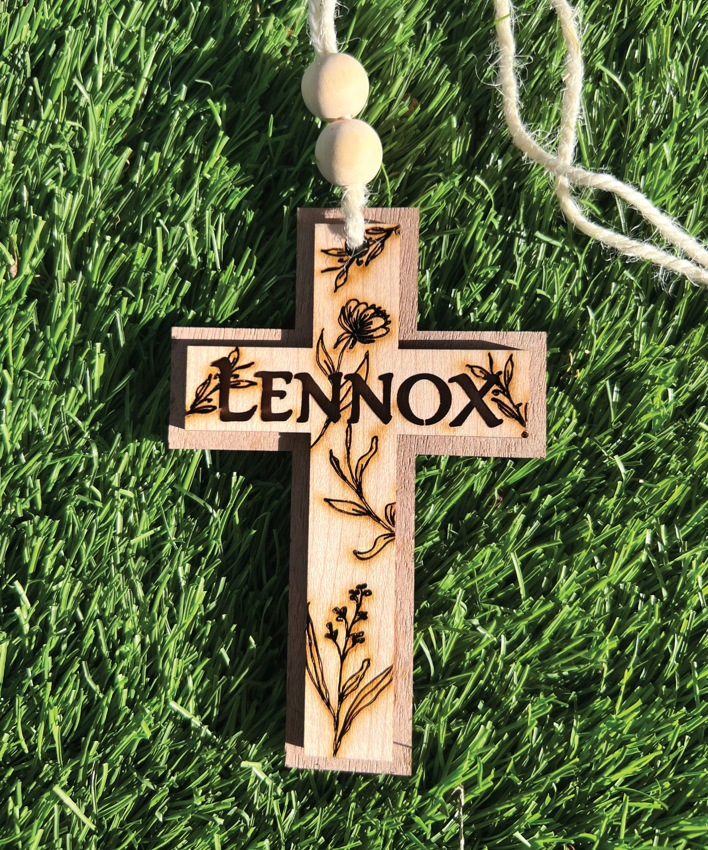 Easter Tag. Floral Cross.